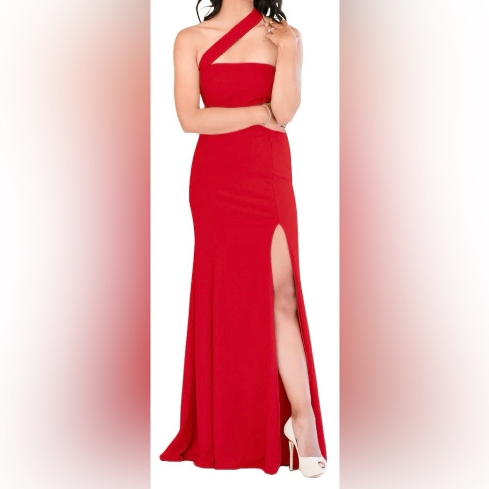 Pia Gladys Perey Formal Dress NWT Aisha Sz 6 Red One-shoulder Asymmetrical Strap